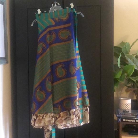 Wrap around tie sari boho convertible skirt NWOT - Picture 3 of 11